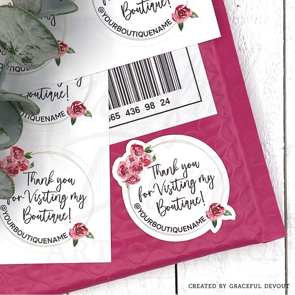 🌹Thank You For Visiting My Boutique- Sticker 2" (inches)(48ct.) [GD81-48] - Picture 3 of 5